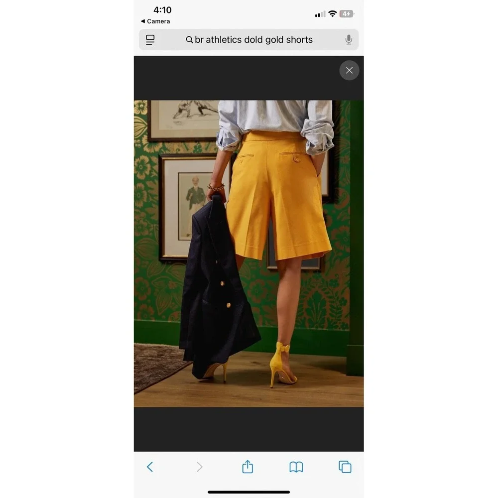 Banana Republic Mens 34 Athletics Shorts Yellow Pleated Bermuda Chino NWT